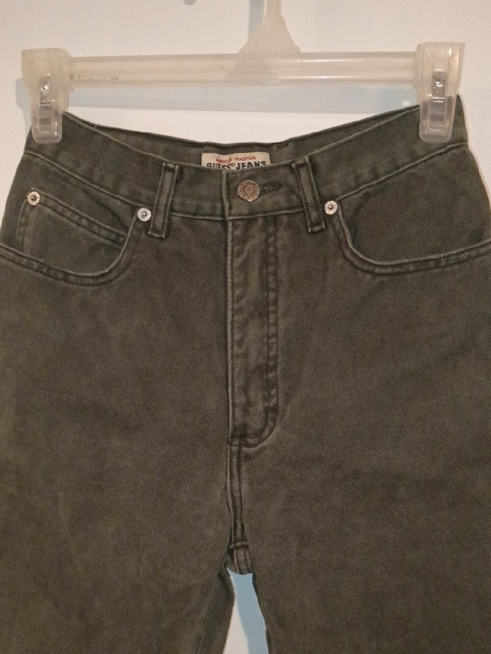 Guess Women's Skinny Jeans - Olive Green Size 28 - Picture 2 of 6